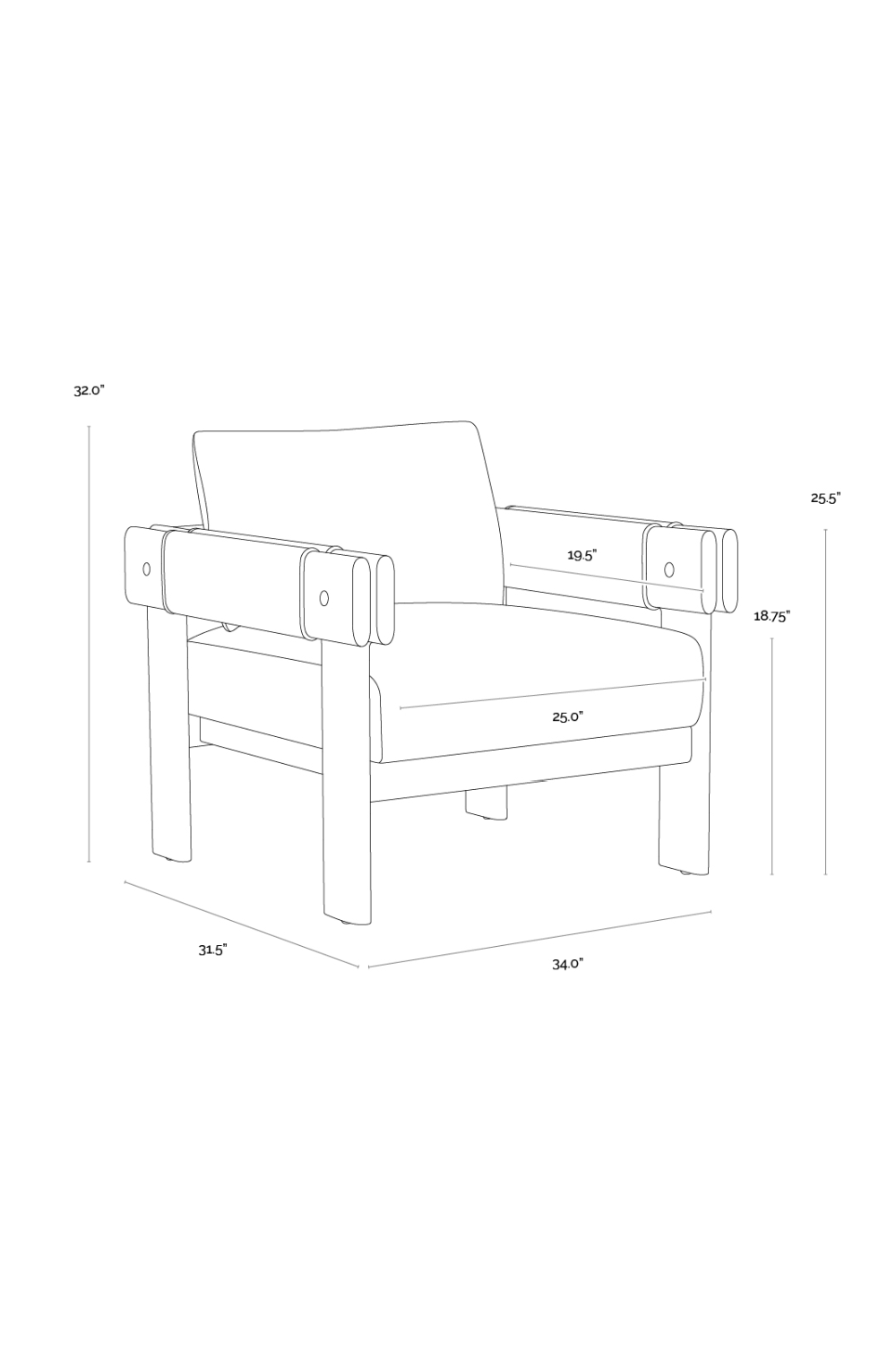Oak Framed Leather Lounge Chair | Splendido Carmichael