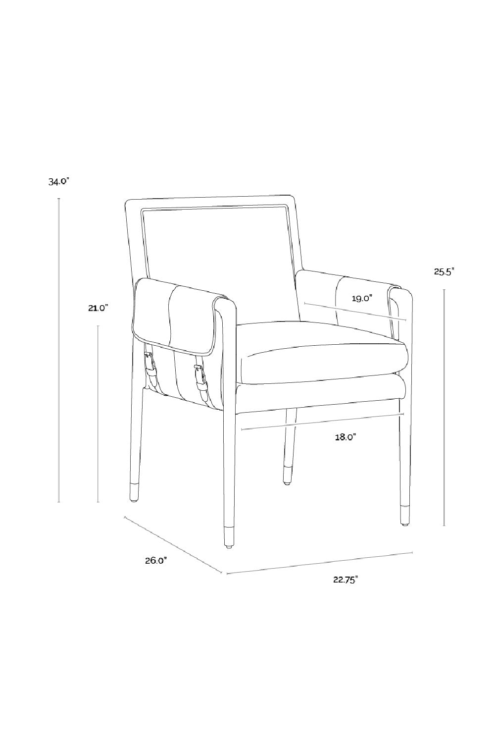 Buckle Flap Leather Dining Armchair by Splendido Mauti Dining Chair, alternate view 14