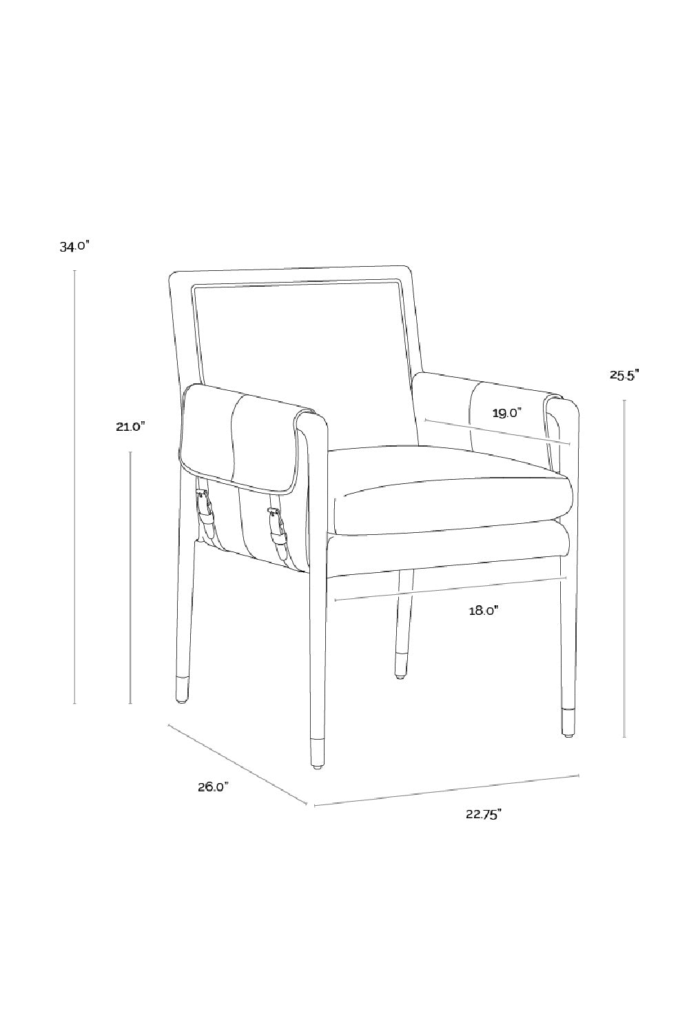 Buckle Flap Leather Dining Armchair by Splendido Mauti Dining Chair, alternate view 26