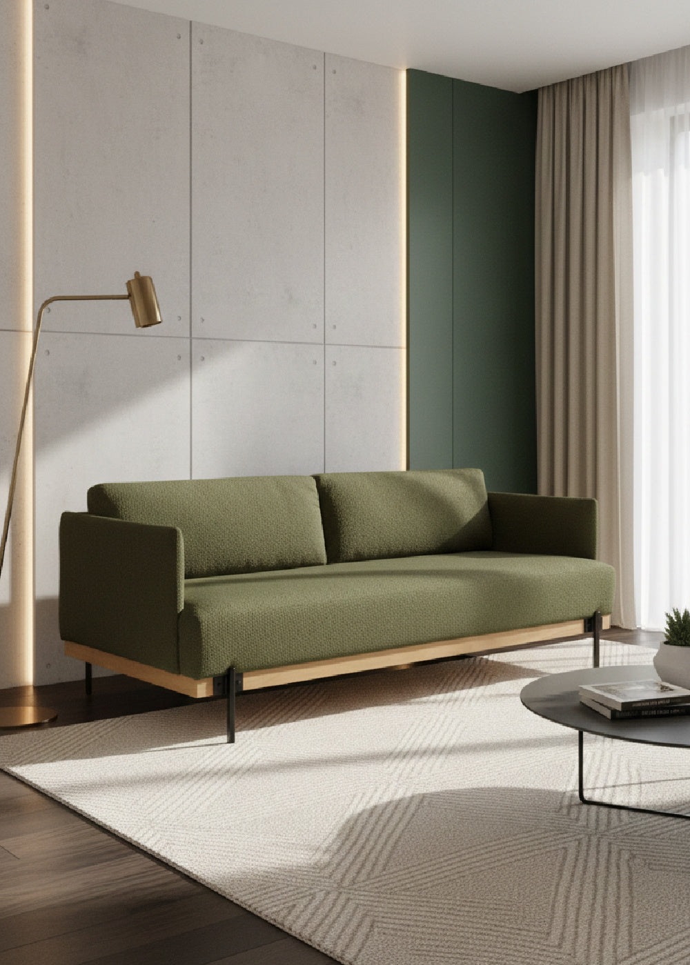 Oak Frame Boucle Sofa by Splendido Saul, alternate view 2