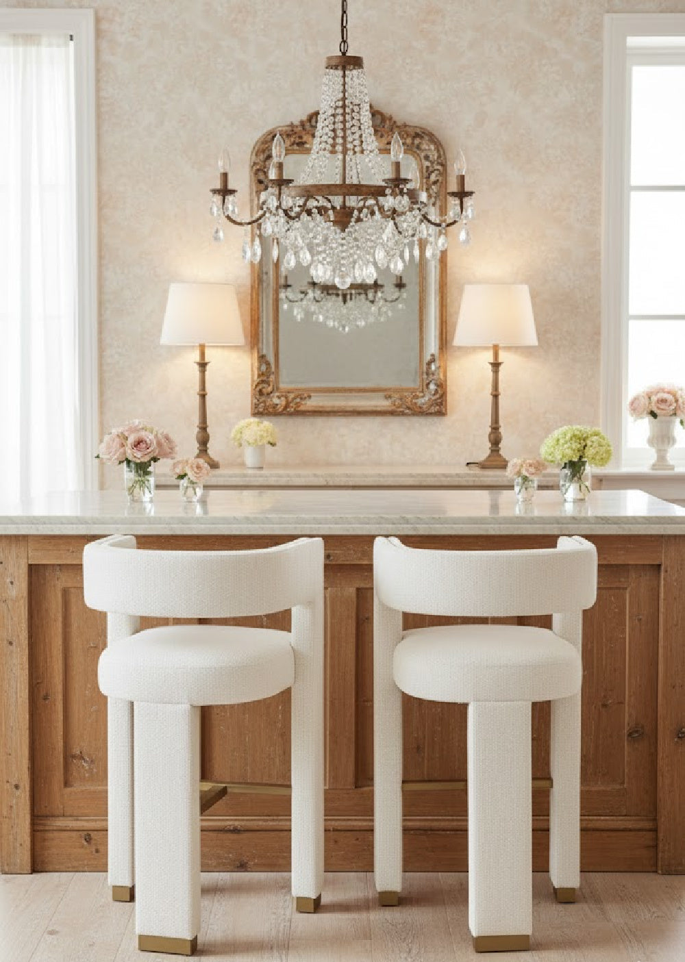 White 3-Legged Bar Stool by Splendido Adamina Barstool, alternate view 2