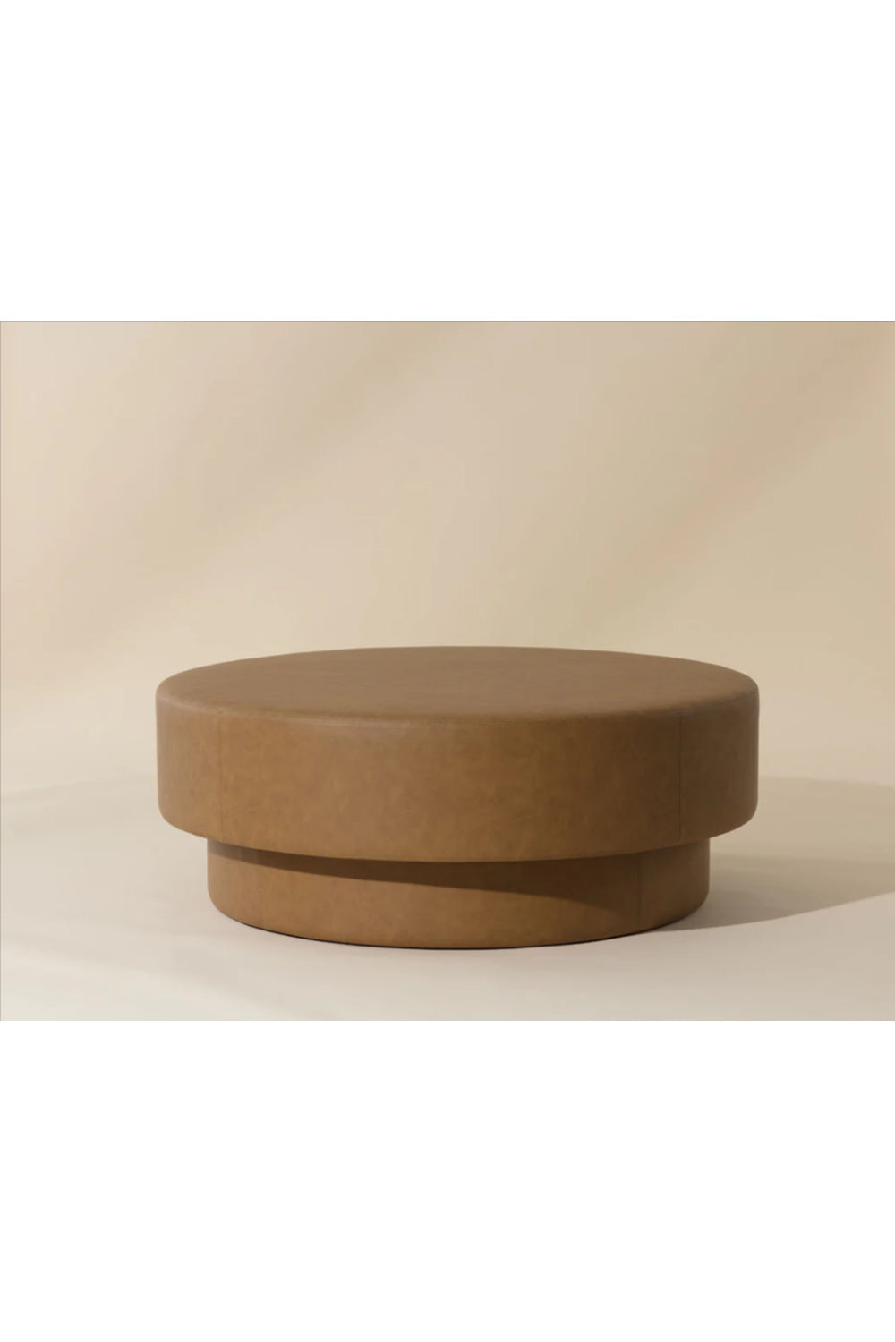 Round Leather Inspired Ottoman by Splendido Arlo Pouf, alternate view 6
