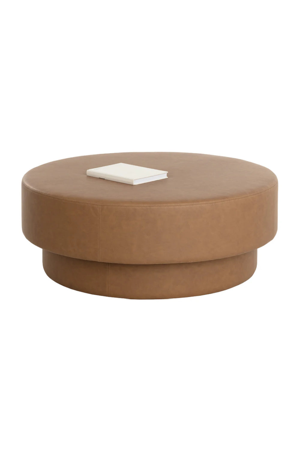 Round Leather Inspired Ottoman by Splendido Arlo Pouf, alternate view 4