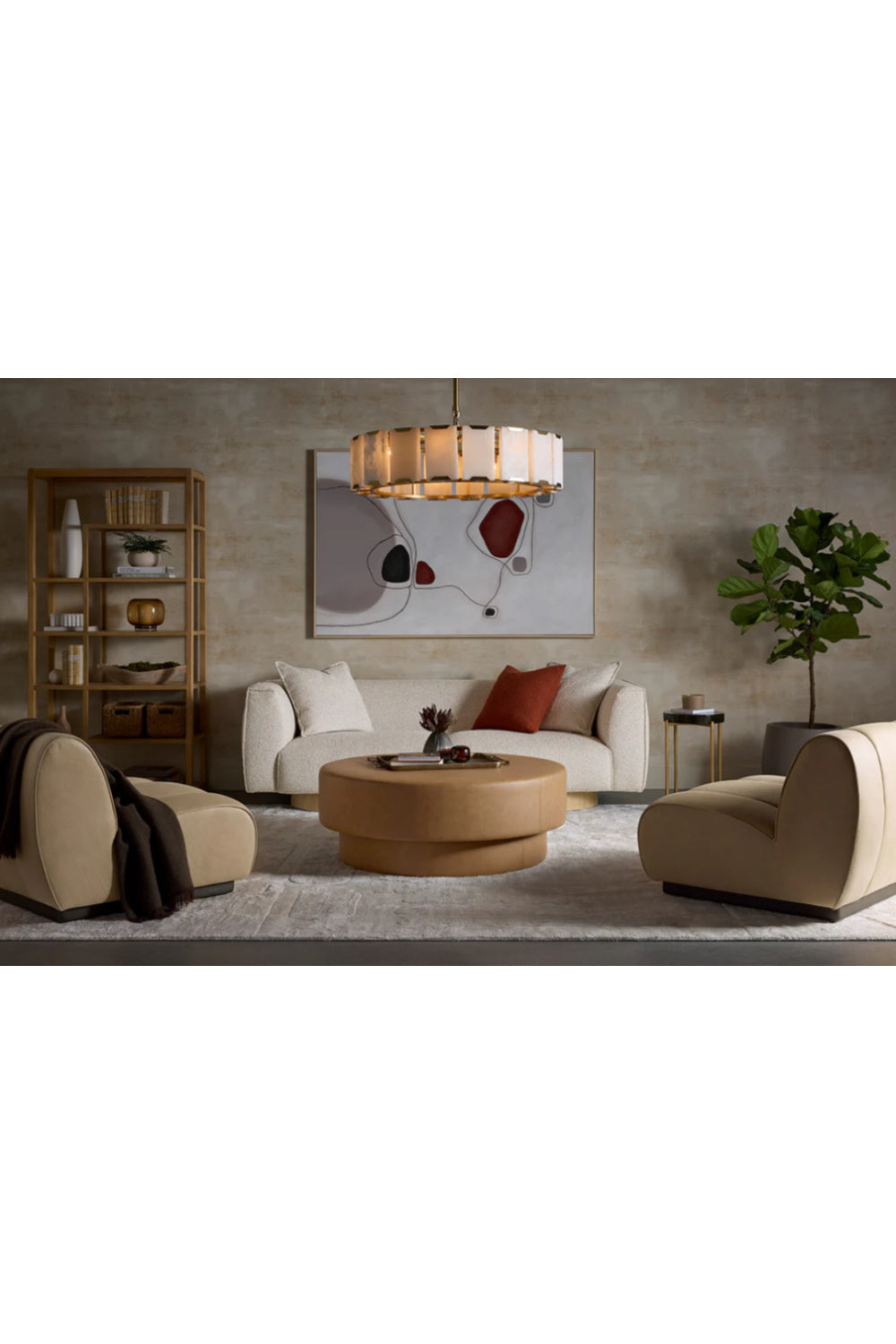 Round Leather Inspired Ottoman by Splendido Arlo Pouf, alternate view 10