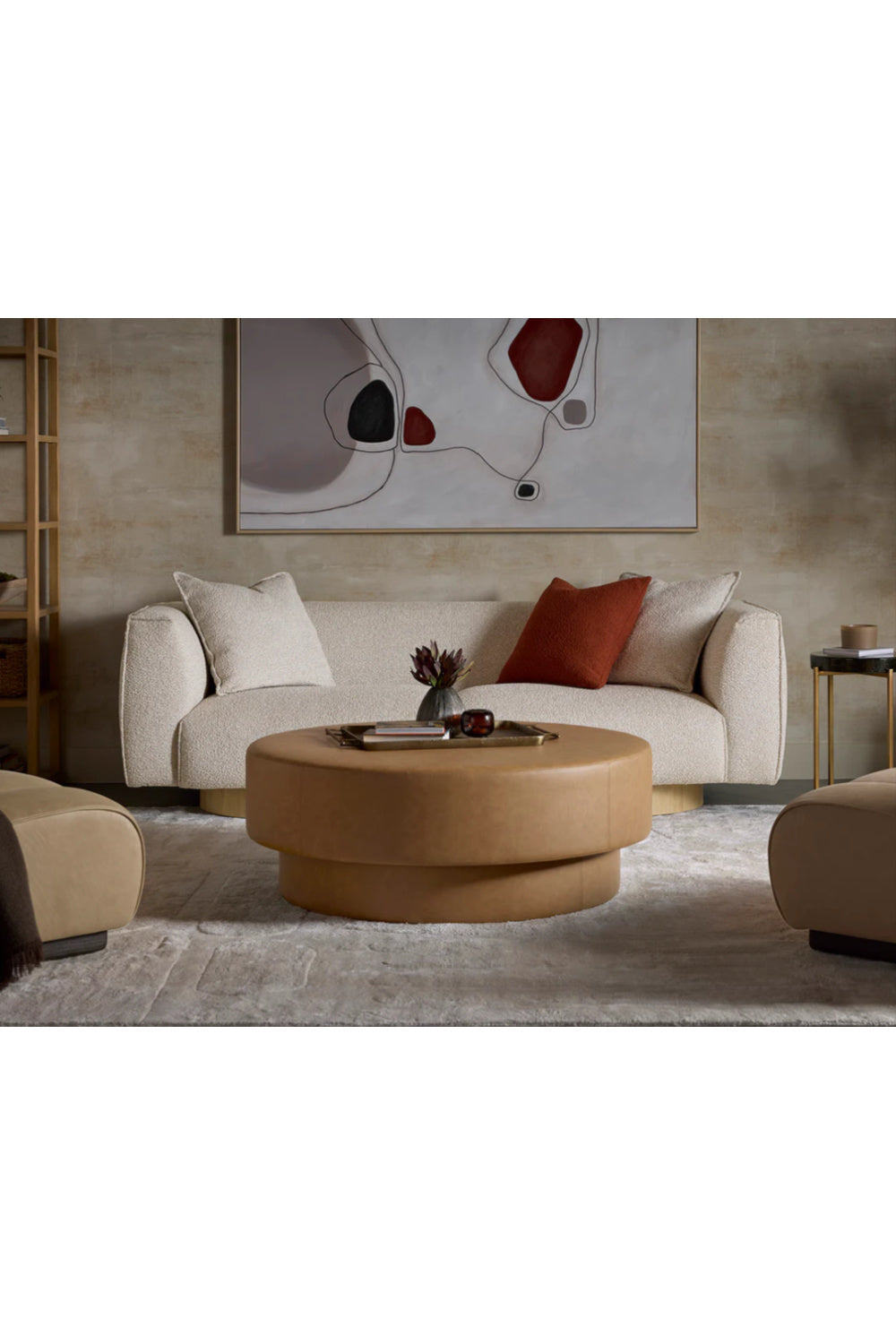 Round Leather Inspired Ottoman by Splendido Arlo Pouf, alternate view 11