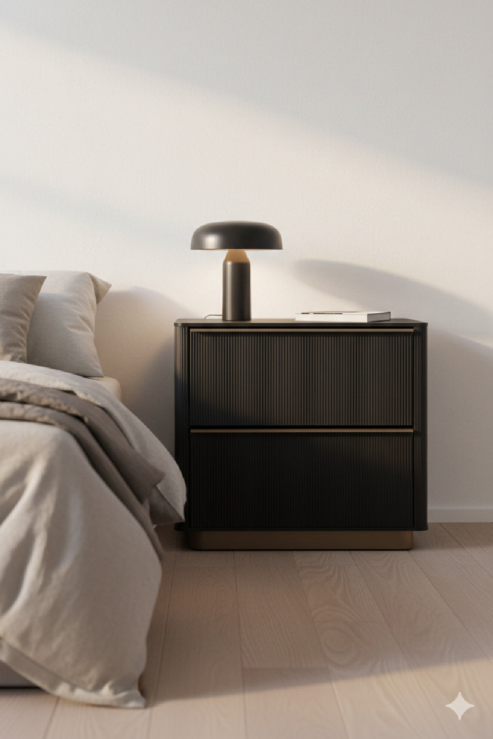Reeded Oak 2-Drawer Nightstand by Splendido Kalla, alternate view 15