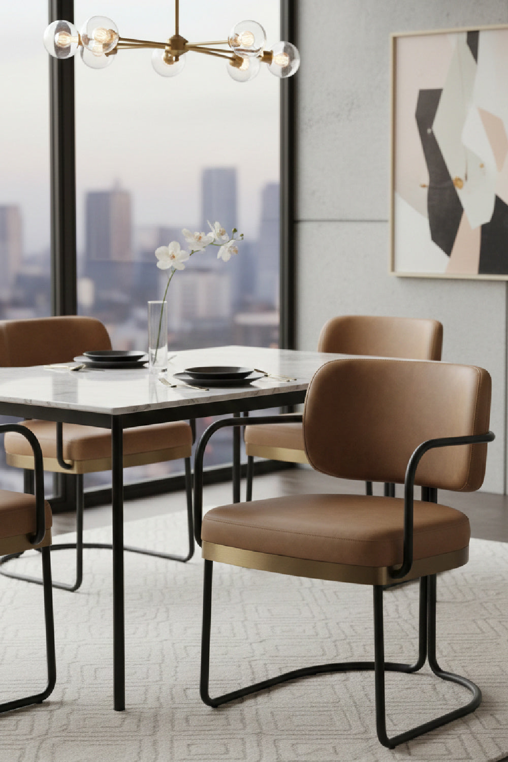 Cantilevered Leather Look Dining Chair by Splendido Jalen, alternate view 8