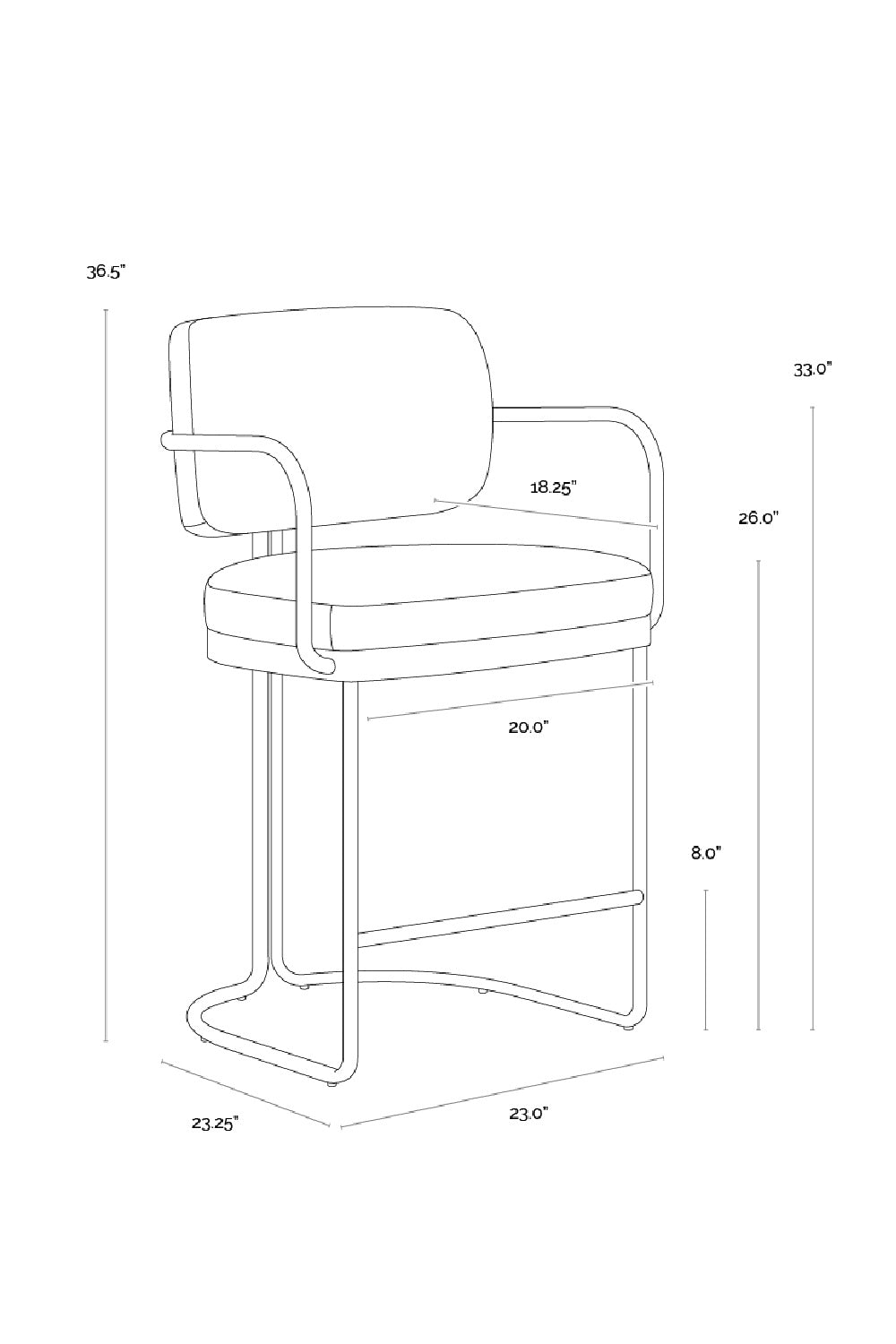Modern Curved Seating Counter Stool by Splendido Jalen, alternate view 19