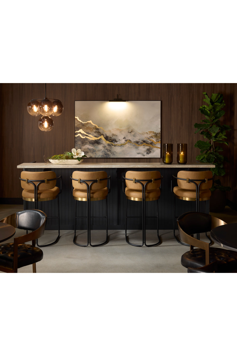 Iron Framed Leather-Look Bar Stool by Splendido Jalen Barstool, alternate view 13