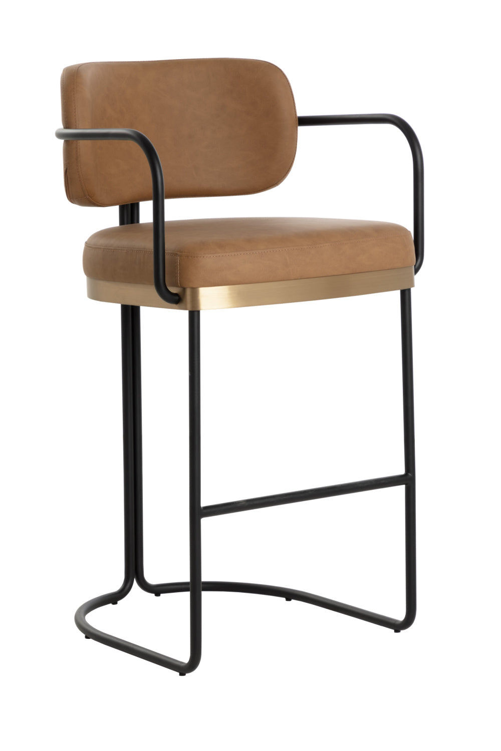 Iron Framed Leather-Look Bar Stool by Splendido Jalen Barstool, alternate view 7