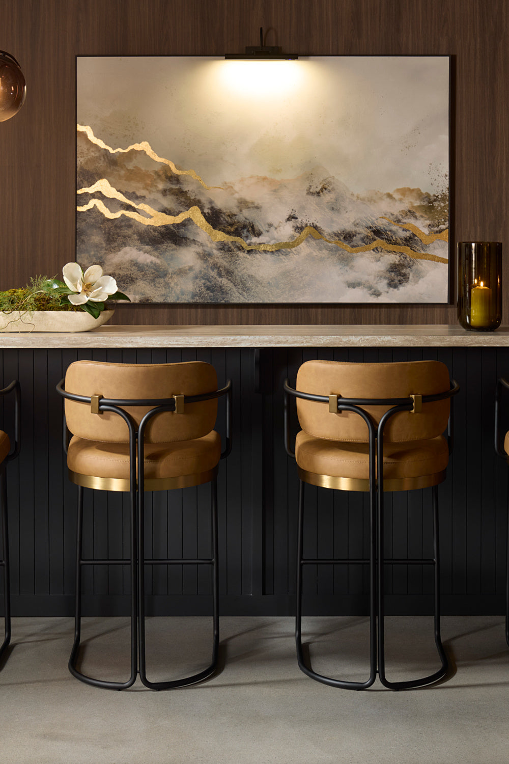 Iron Framed Leather-Look Bar Stool by Splendido Jalen Barstool, alternate view 8
