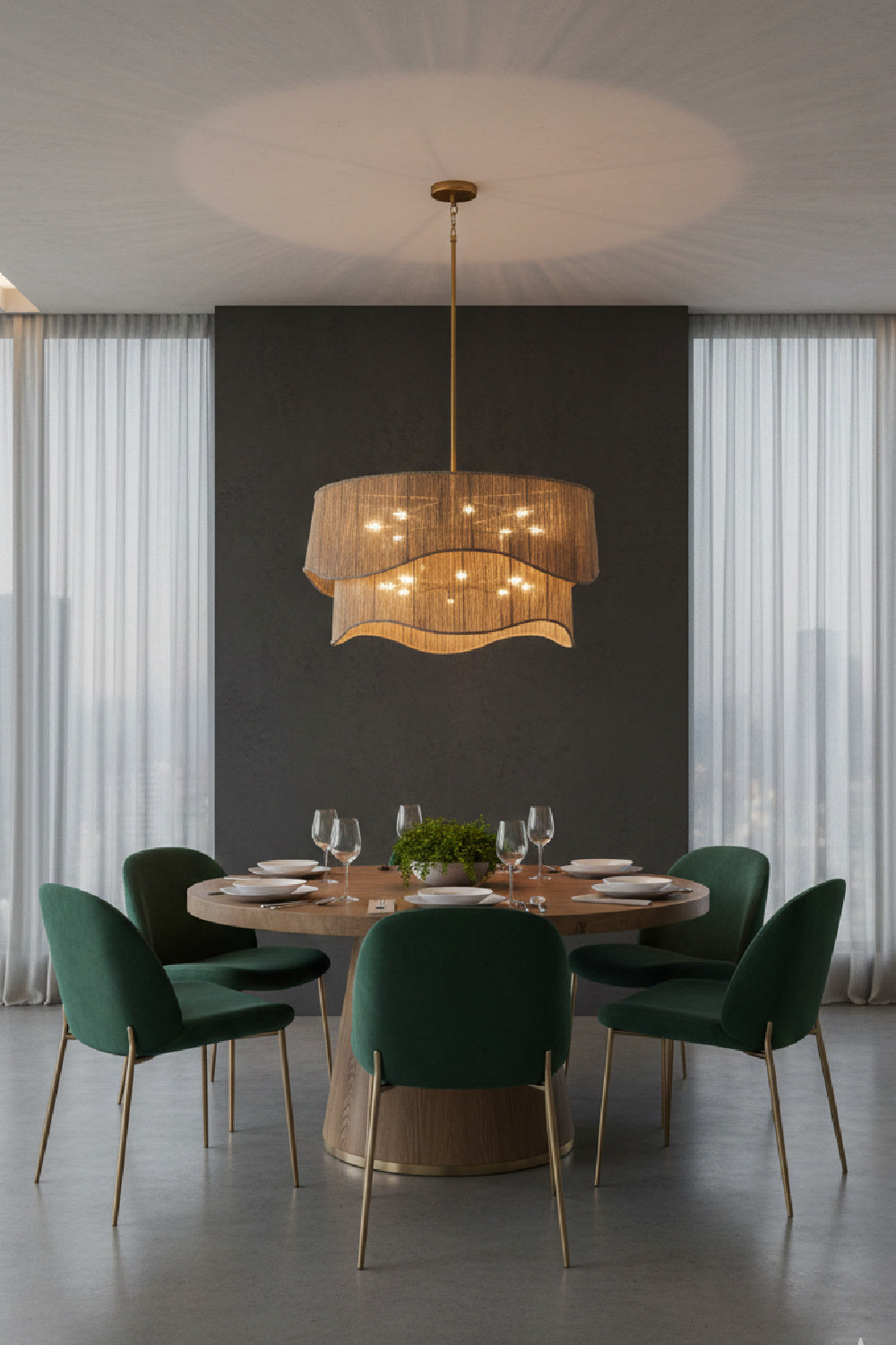 Tiered Wave Jute Chandelier by Splendido Rhine, alternate view 2