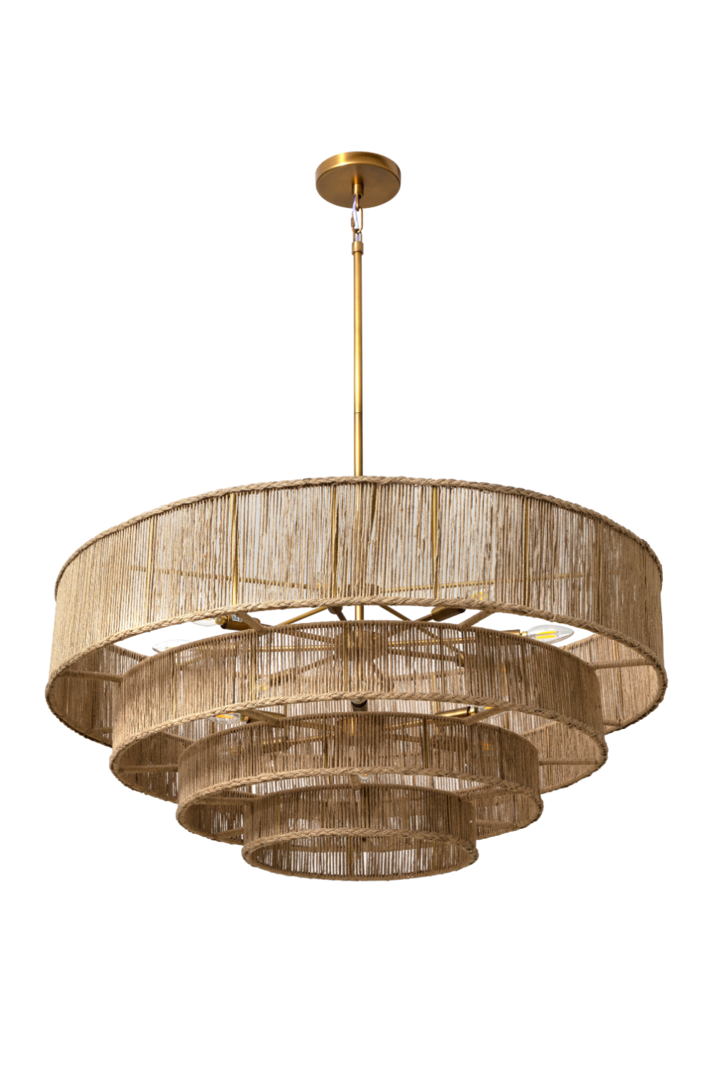 4-Tier Rustic Jute Chandelier by Splendido Lumina, alternate view 3