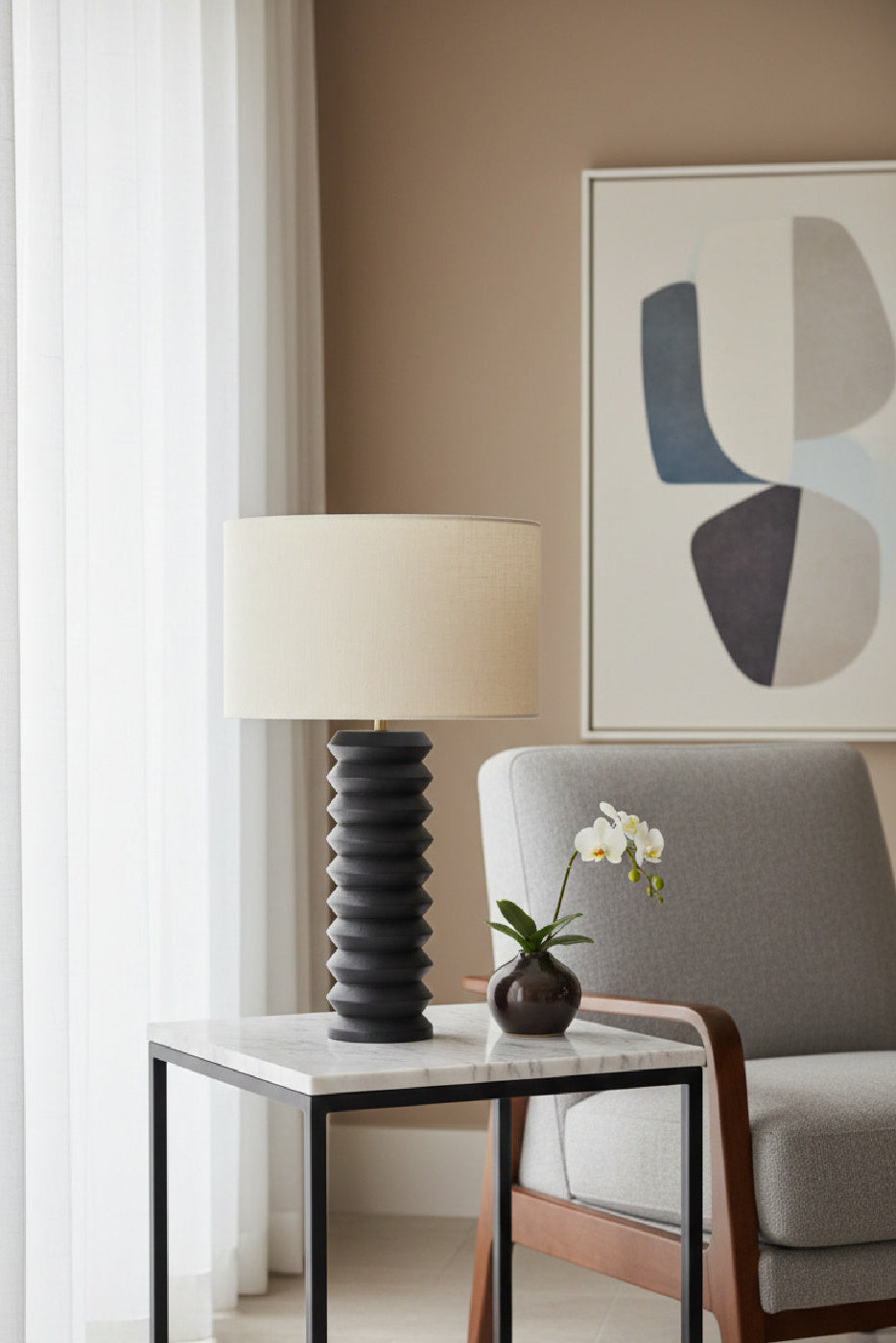 Modern European furniture - Black Wooden Base Table Lamp - www.oroa.com