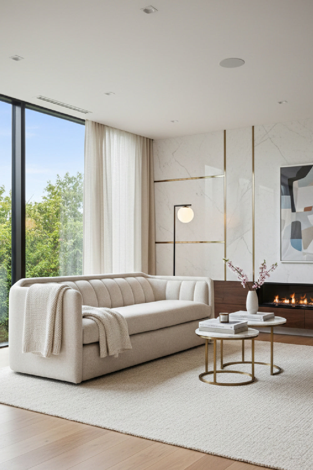 Vertical-Tufted Cream Sofa by Splendido Birrit, alternate view 2