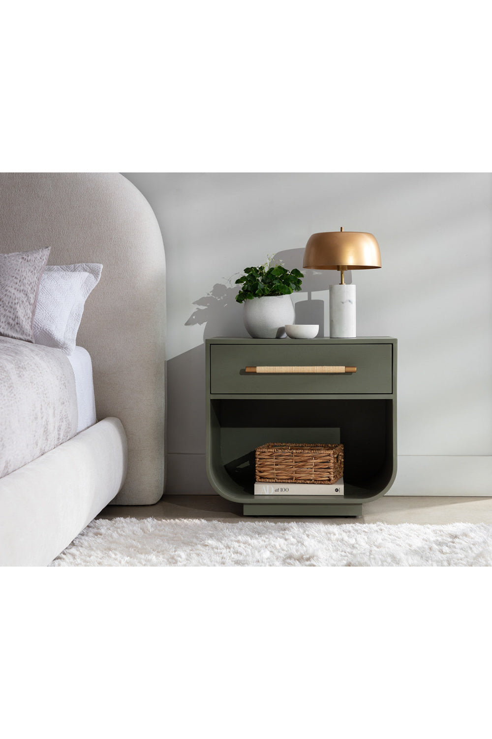 Modern Oak Curved Nightstand by Splendido Tarrant, alternate view 11