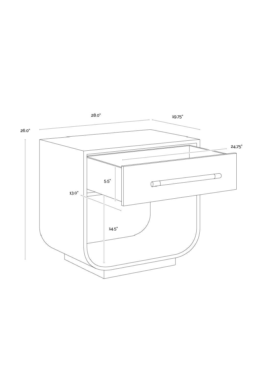 Modern Oak Curved Nightstand | Splendido Tarrant | Oroa.com