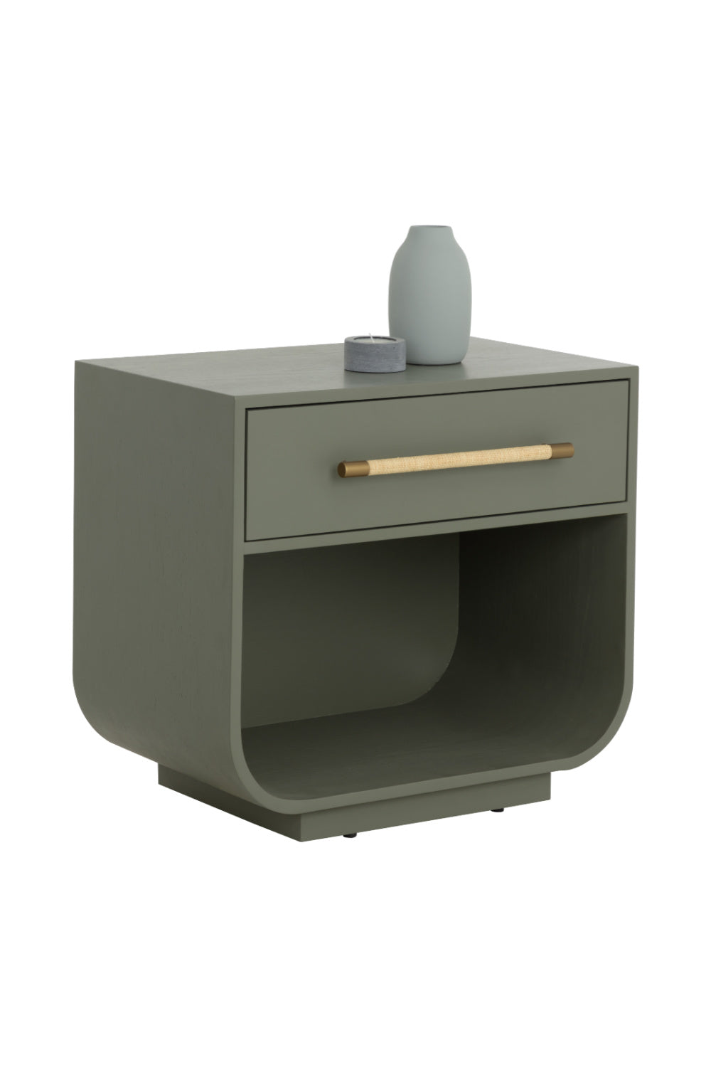 Modern Oak Curved Nightstand | Splendido Tarrant | Oroa.com