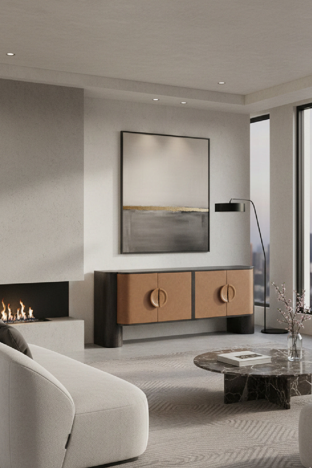 Brown Leather Look Sideboard by Splendido Dresden, alternate view 2