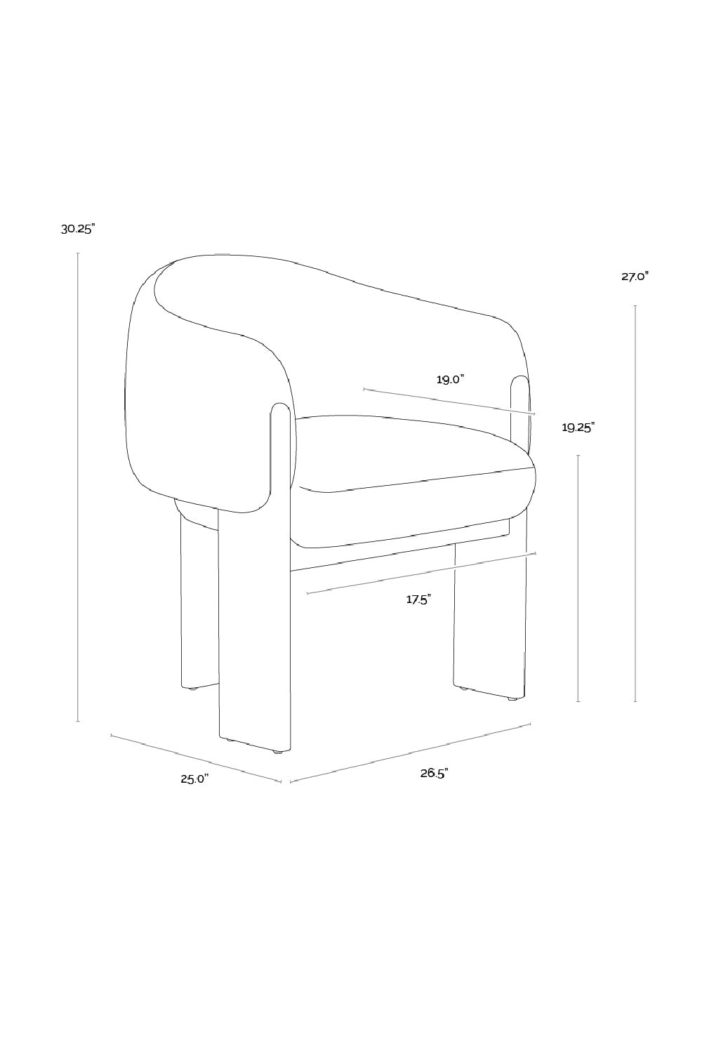 Cream 3-Legged Dining Armchair by Splendido Trine Dining Chair, alternate view 12