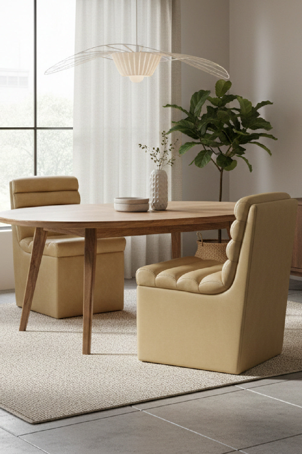 Leather Look Wheeled Dining Chair by Splendido Norm, alternate view 2