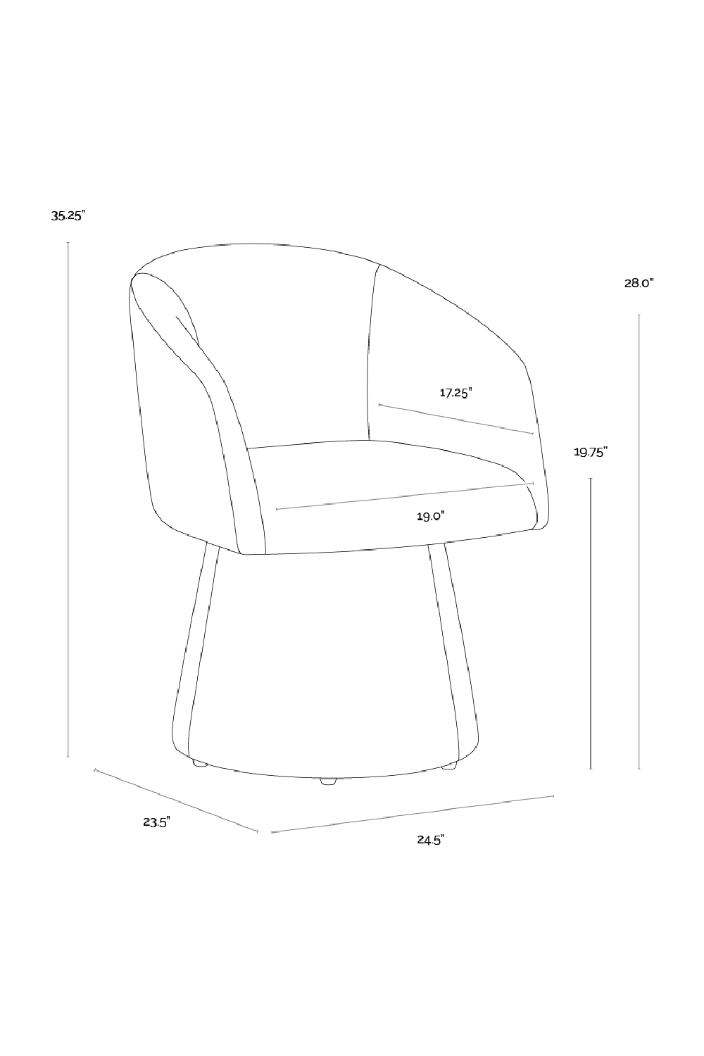 Brown Leather Swivel Dining Chair by Splendido Etta, alternate view 7