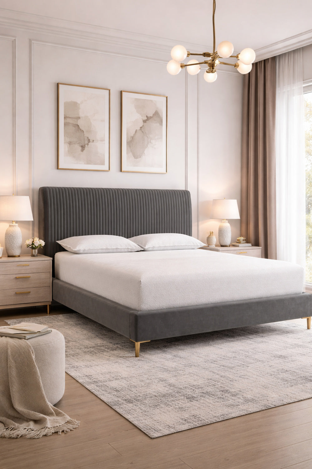 Vertical-Tufted Queen Bed by Splendido Harris, alternate view 9