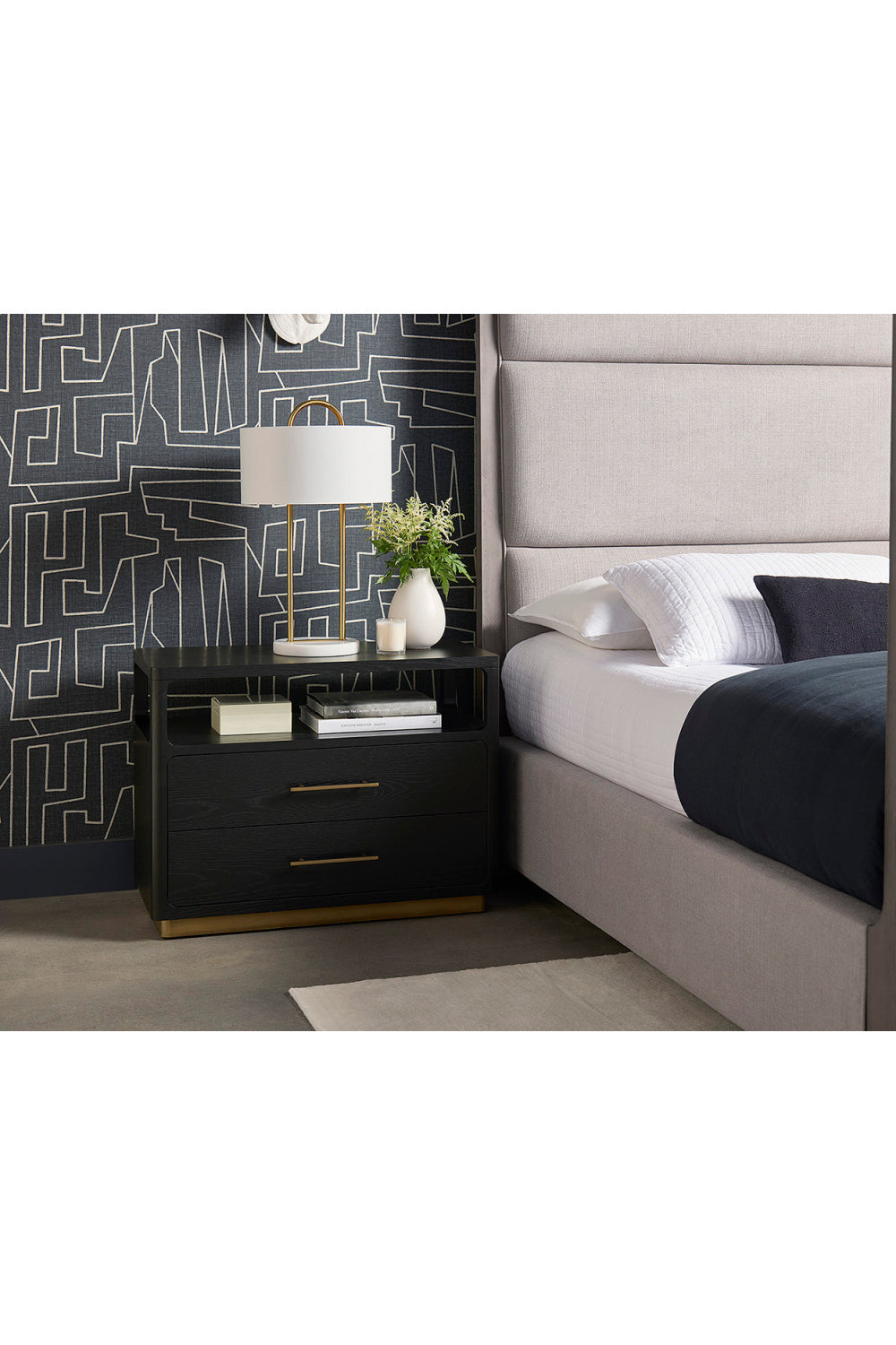 Black Oak 2-Drawer Nightstand by Splendido Danette, alternate view 11