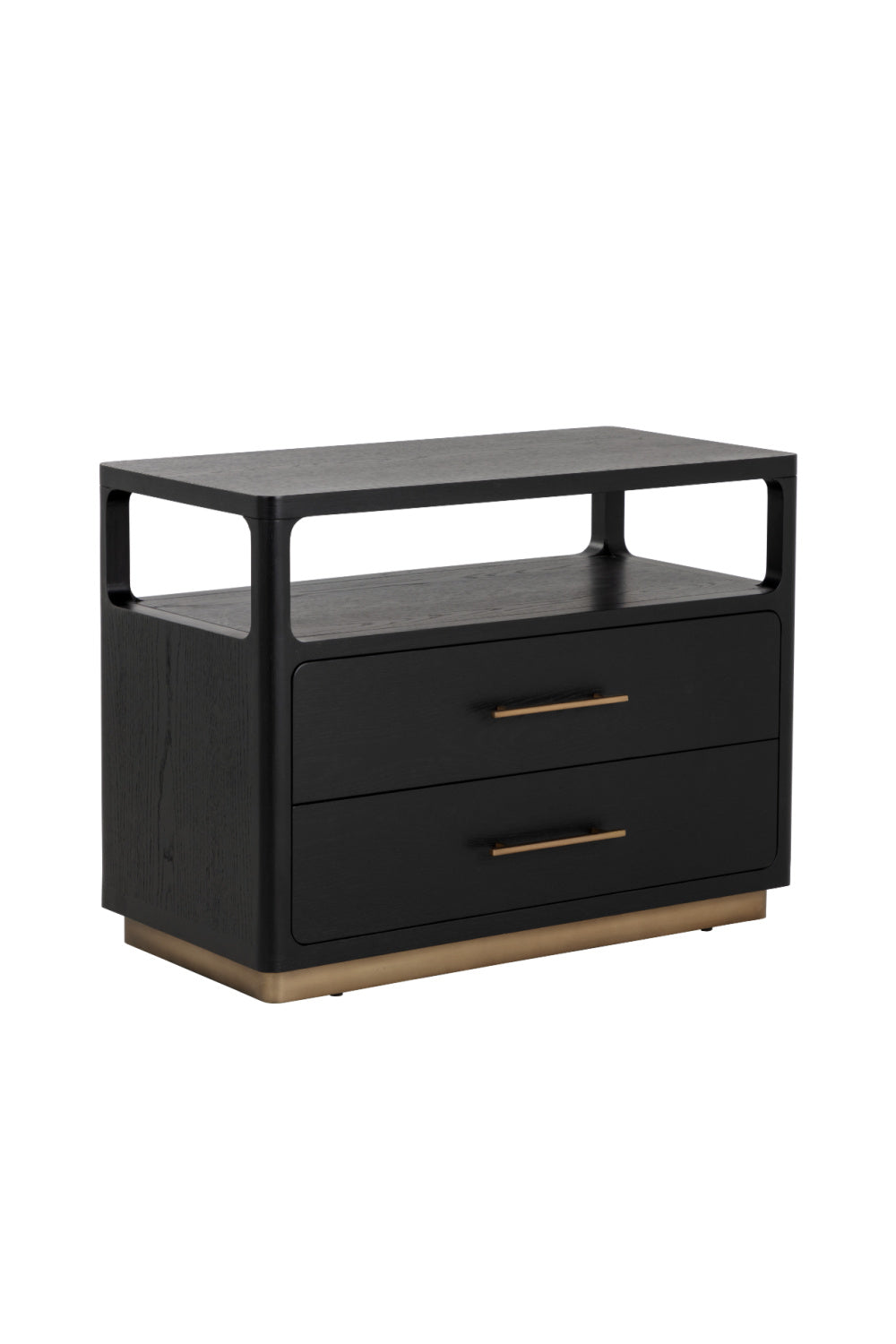 Black Oak 2-Drawer Nightstand by Splendido Danette, alternate view 3