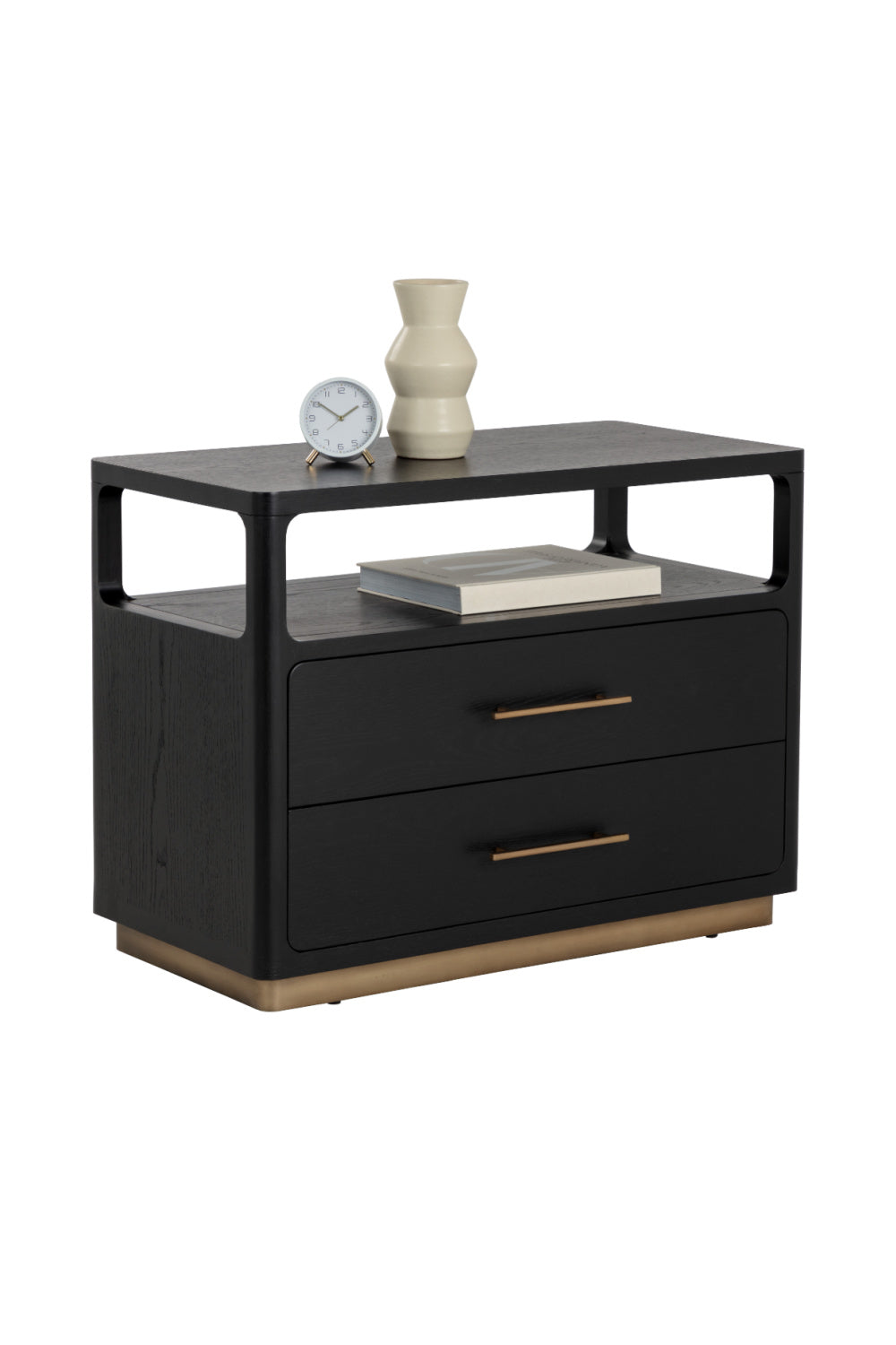Modern European furniture - Black Oak 2-Drawer Nightstand - www.oroa.com