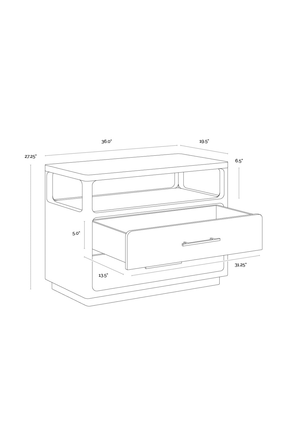 Black Oak 2-Drawer Nightstand by Splendido Danette, alternate view 7
