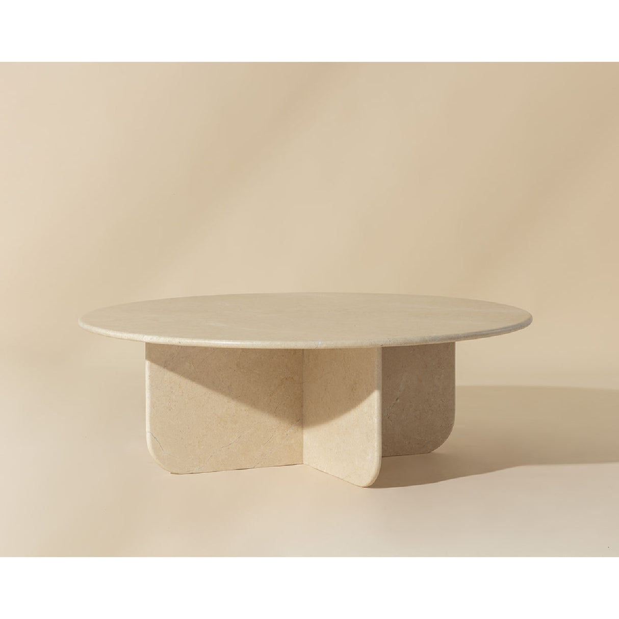 Modern European furniture - Round Cream Marble Coffee Table - www.oroa.com