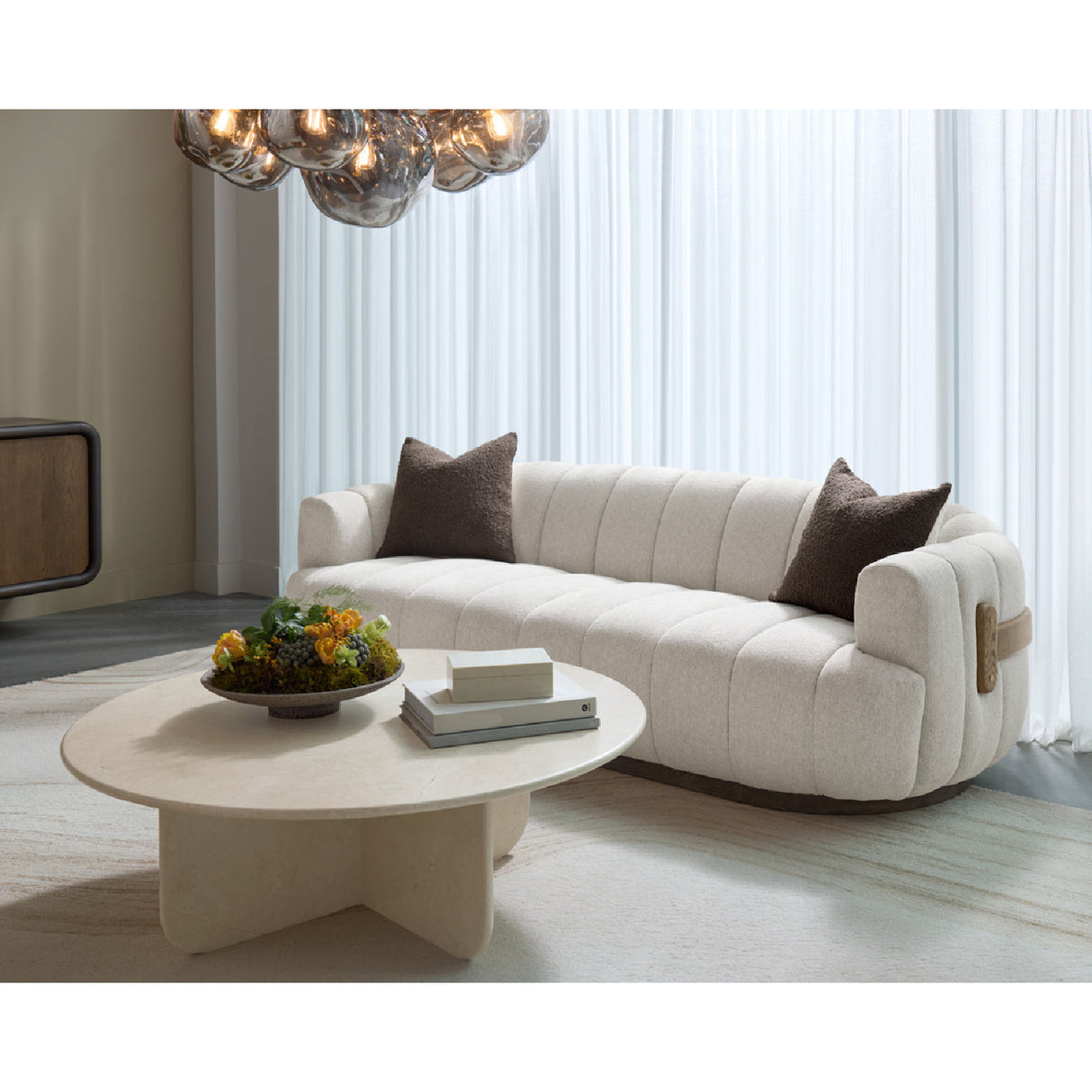 Modern European furniture - Round Cream Marble Coffee Table - www.oroa.com