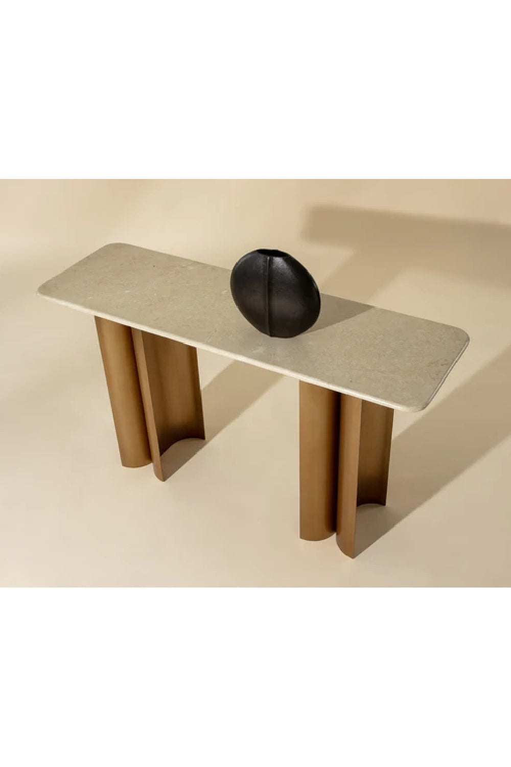 Cream Marble Console Table - Antique Gold Base by Splendido, alternate view 9