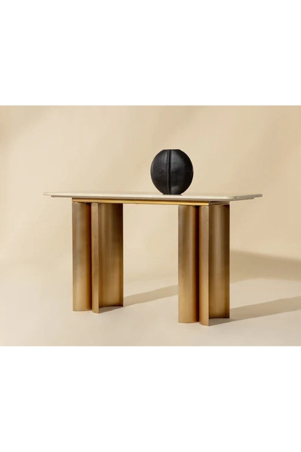 Cream Marble Console Table - Antique Gold Base by Splendido, alternate view 10