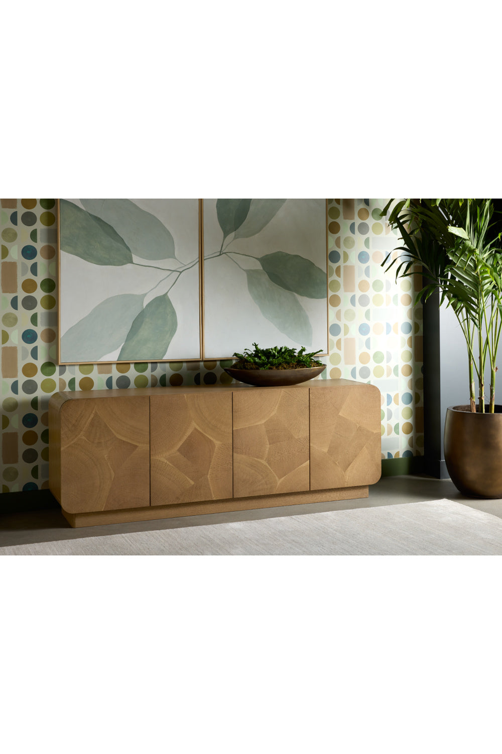 Patterned Oak 4-Door Sideboard by Splendido Fauna, alternate view 9
