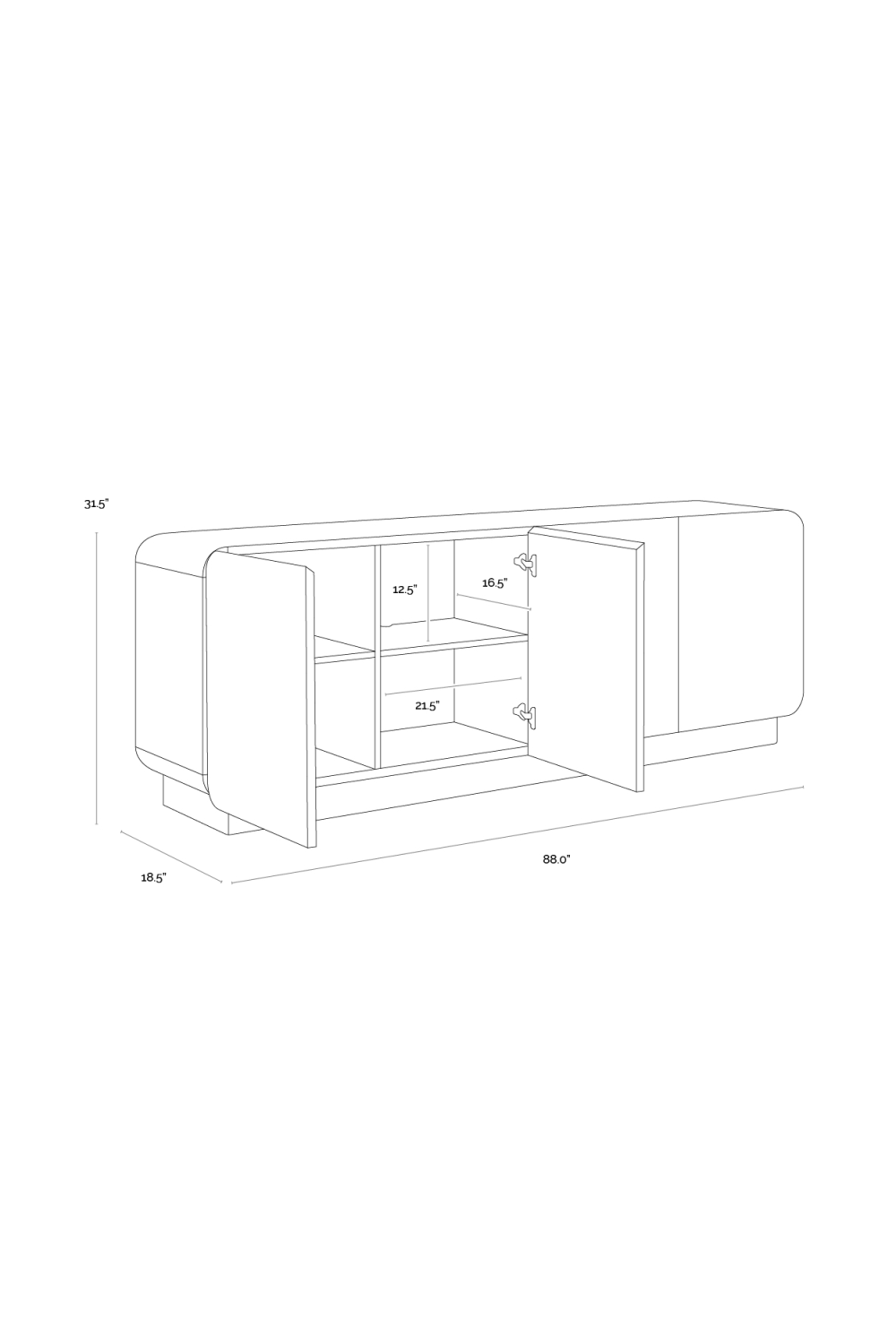Patterned Oak 4-Door Sideboard by Splendido Fauna, alternate view 8