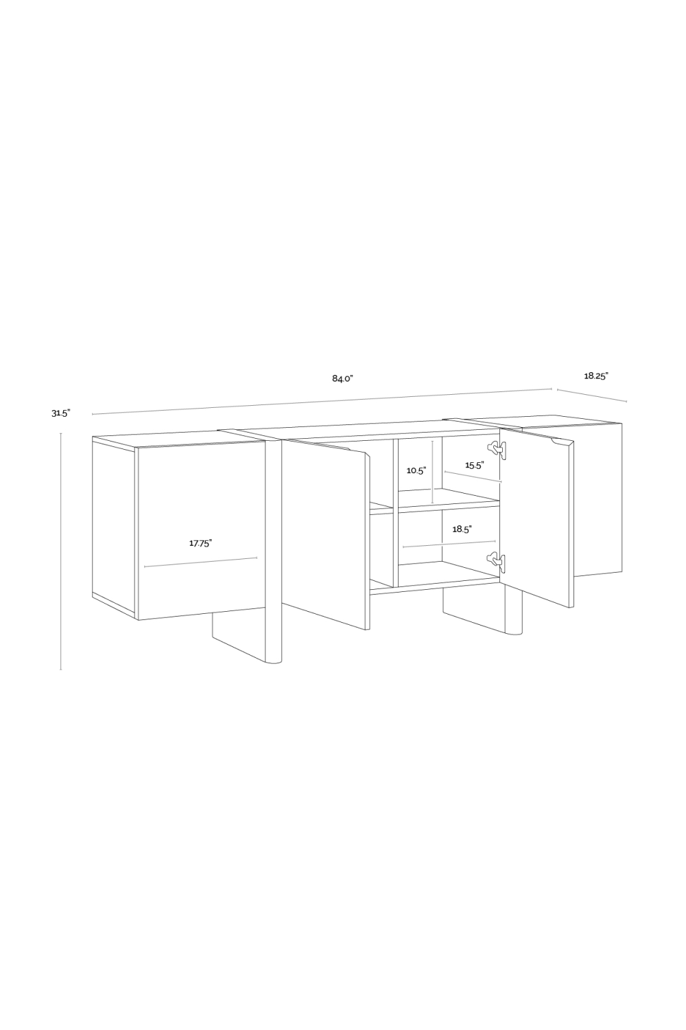 Wooden 2-Door Sideboard by Splendido Ewan, alternate view 10