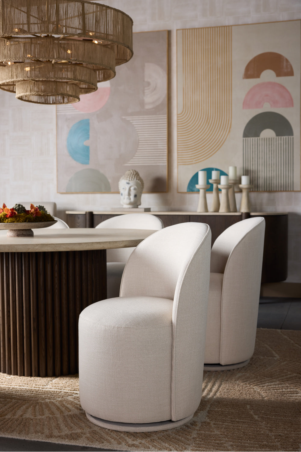 Cream Marble Round Dining Table by Splendido Banyan, alternate view 2