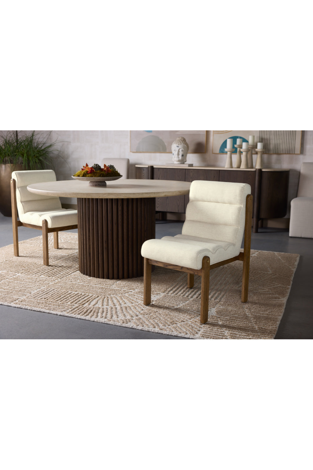 Cream Marble Round Dining Table by Splendido Banyan, alternate view 6