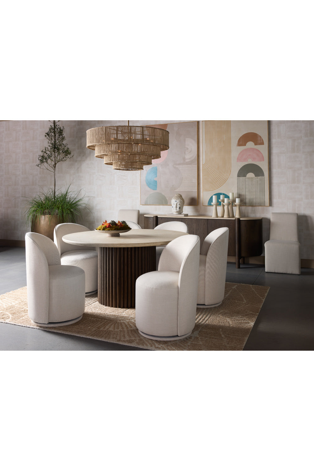 Cream Marble Round Dining Table by Splendido Banyan, alternate view 7