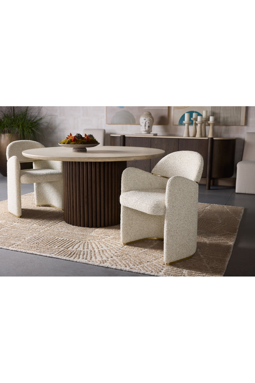Cream Marble Round Dining Table by Splendido Banyan, alternate view 8