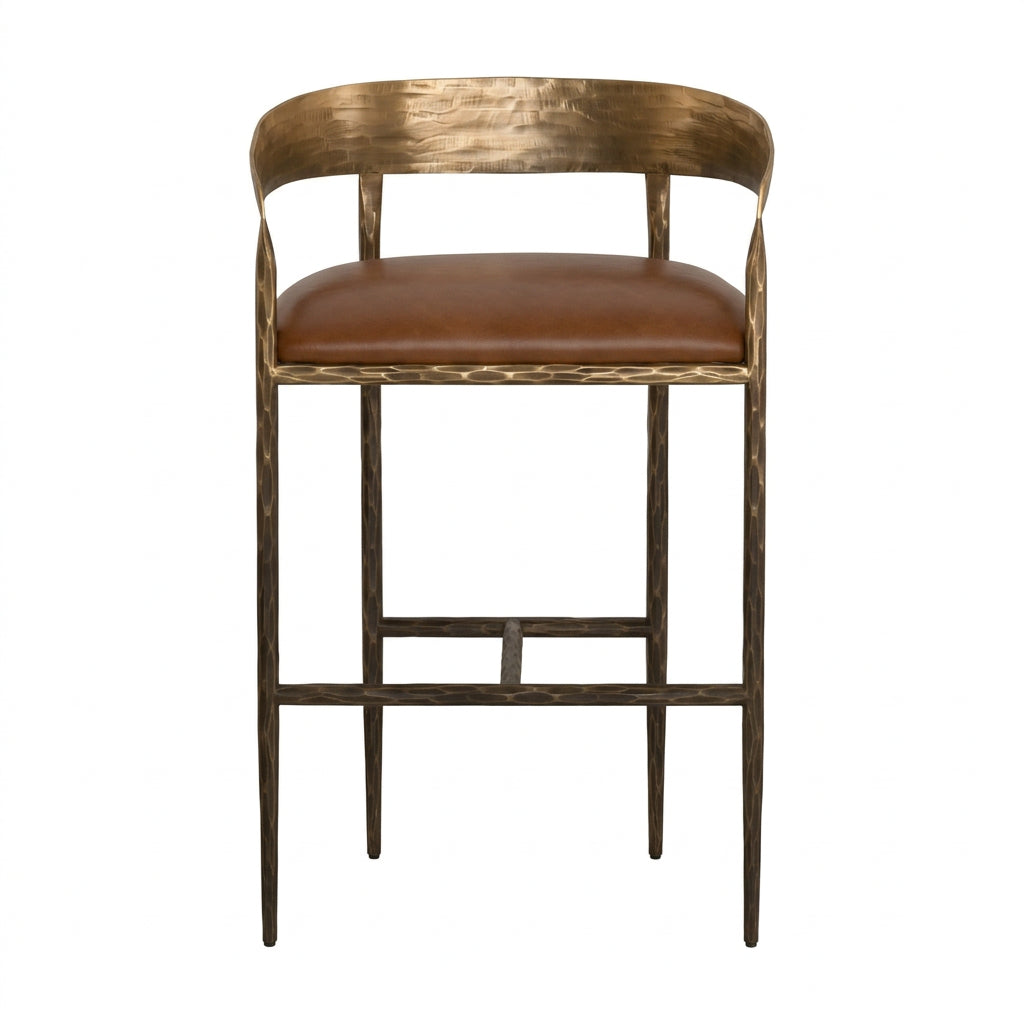 Hammered Metal Leather Bar Stool by Splendido Zanatta Barstool, alternate view 10