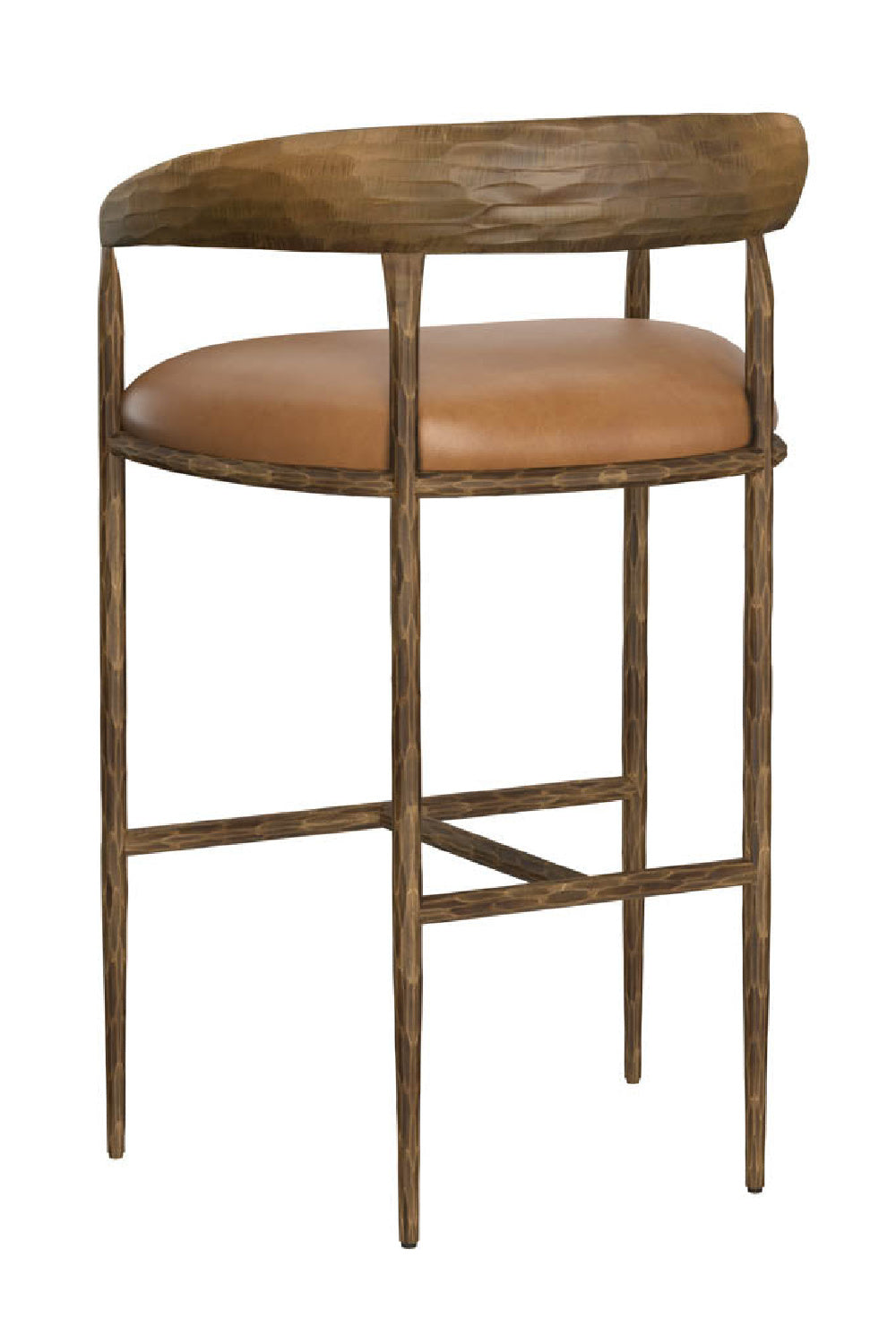 Hammered Metal Leather Bar Stool by Splendido Zanatta Barstool, alternate view 12