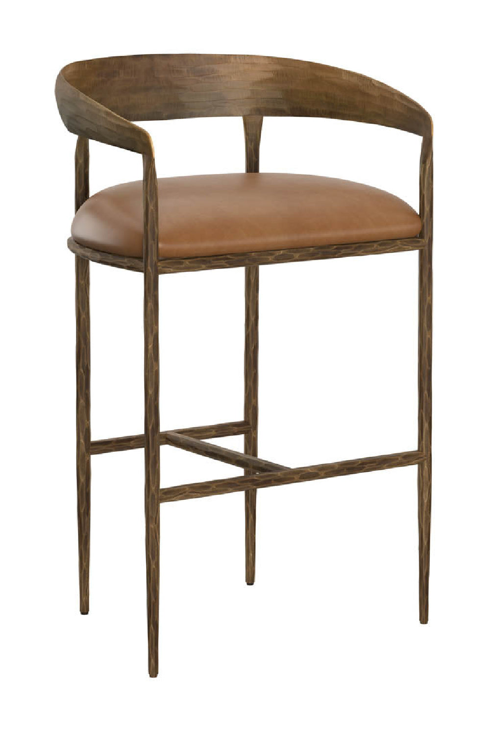 Hammered Metal Leather Bar Stool by Splendido Zanatta Barstool, alternate view 9
