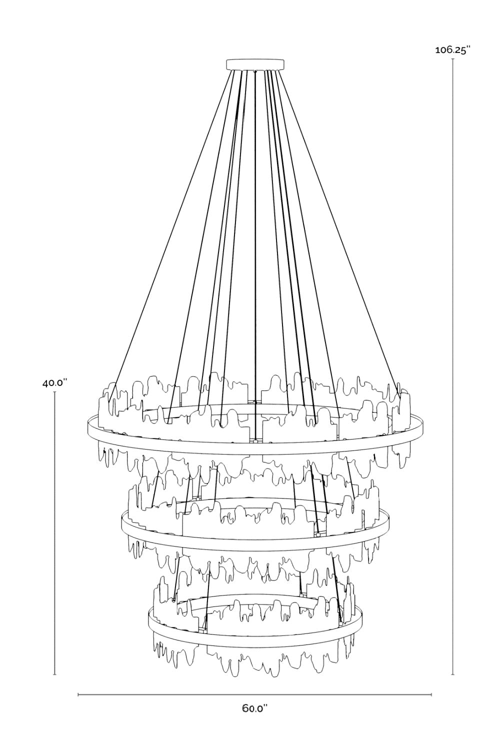 Black 3-Tier Chandelier by Splendido Icarus, alternate view 17