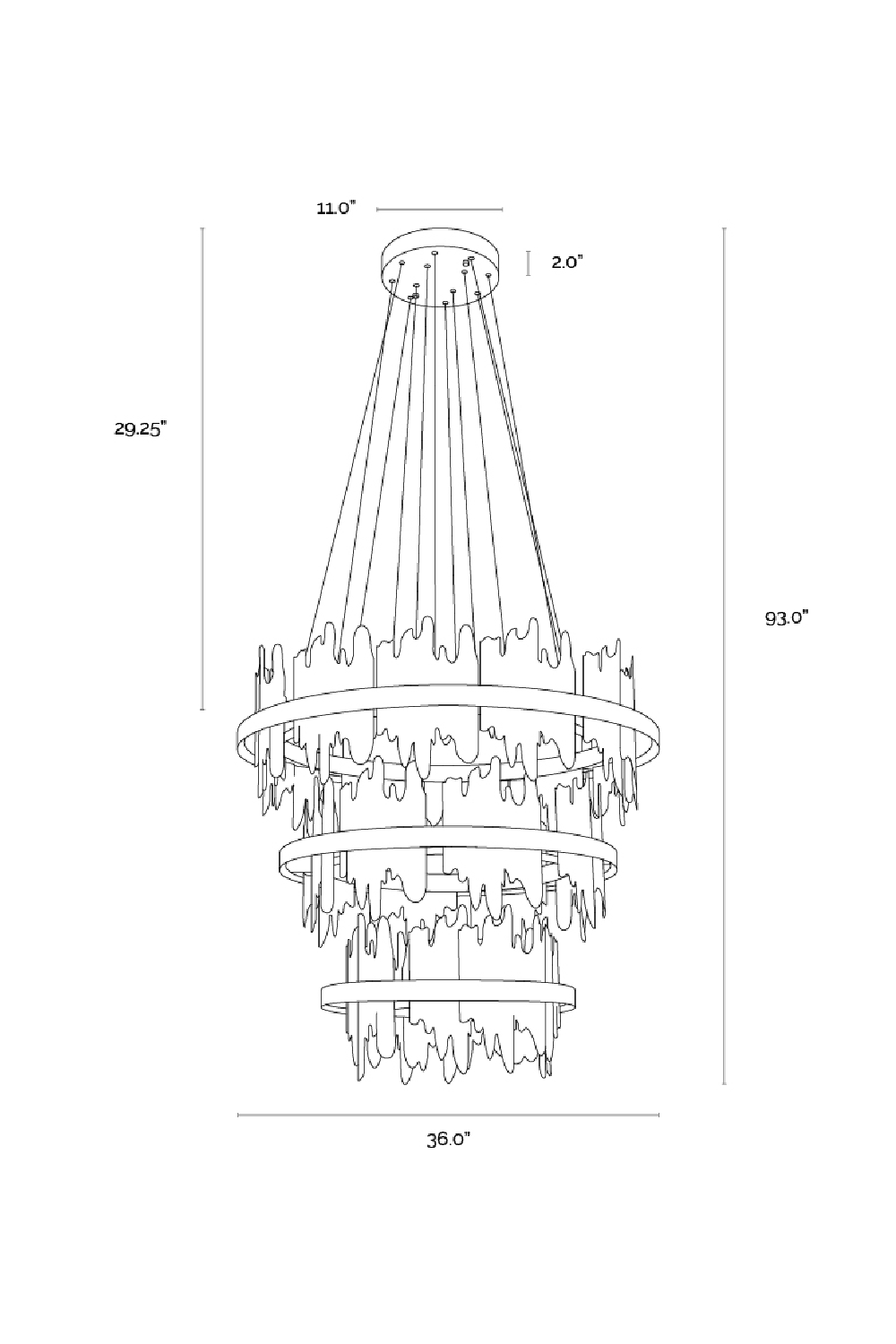 Black 3-Tier Chandelier by Splendido Icarus, alternate view 7