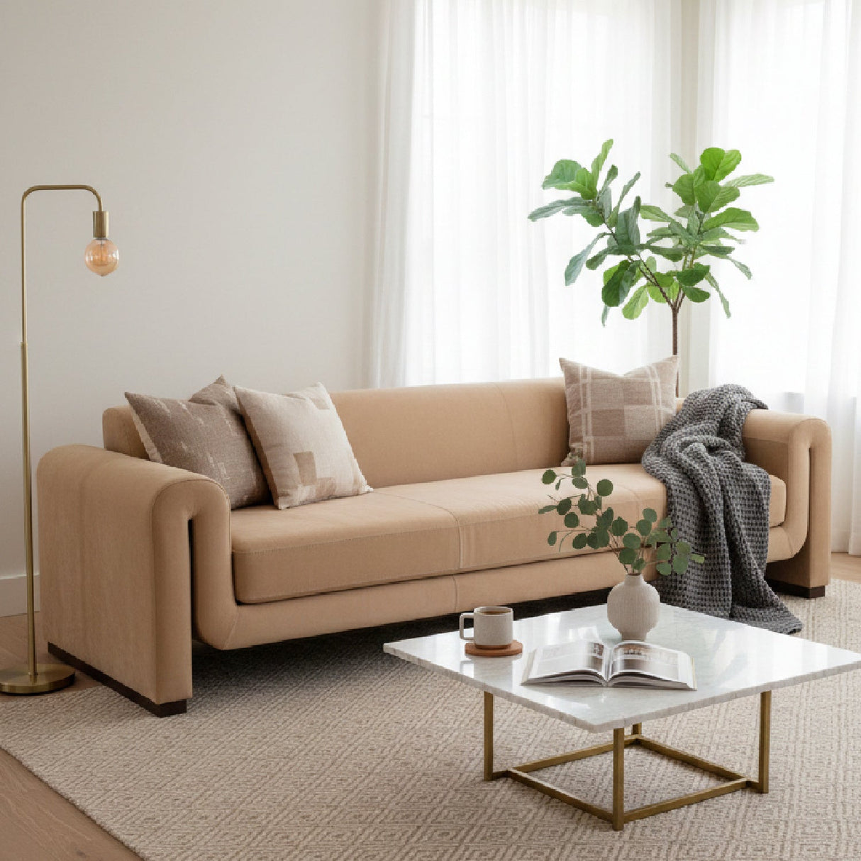Tan Nubuck Leather Sofa by Splendido Romer, alternate view 2