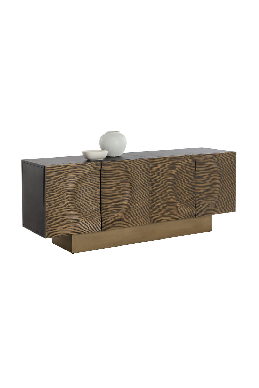 Modern European furniture - Antique Brass 4-Door Sideboard - www.oroa.com