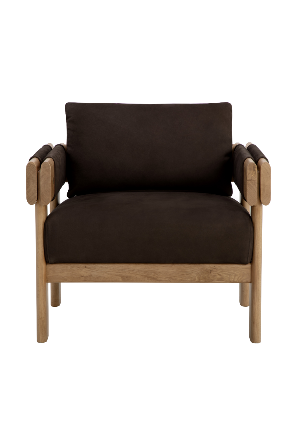 Oak Framed Leather Lounge Chair by Splendido Carmichael Accent Chair, alternate view 19